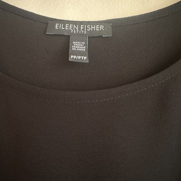 Eileen Fisher black 100% silk  sleeveless top. Well maintained. Size PP. - Picture 3 of 8